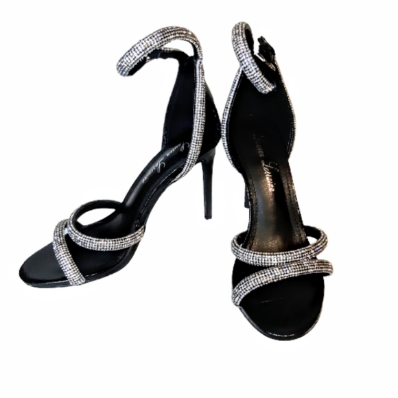 Lauren Lorraine Dria High Heel Party Pumps Sandal Crystal jewls Black Size 7 - Picture 3 of 8